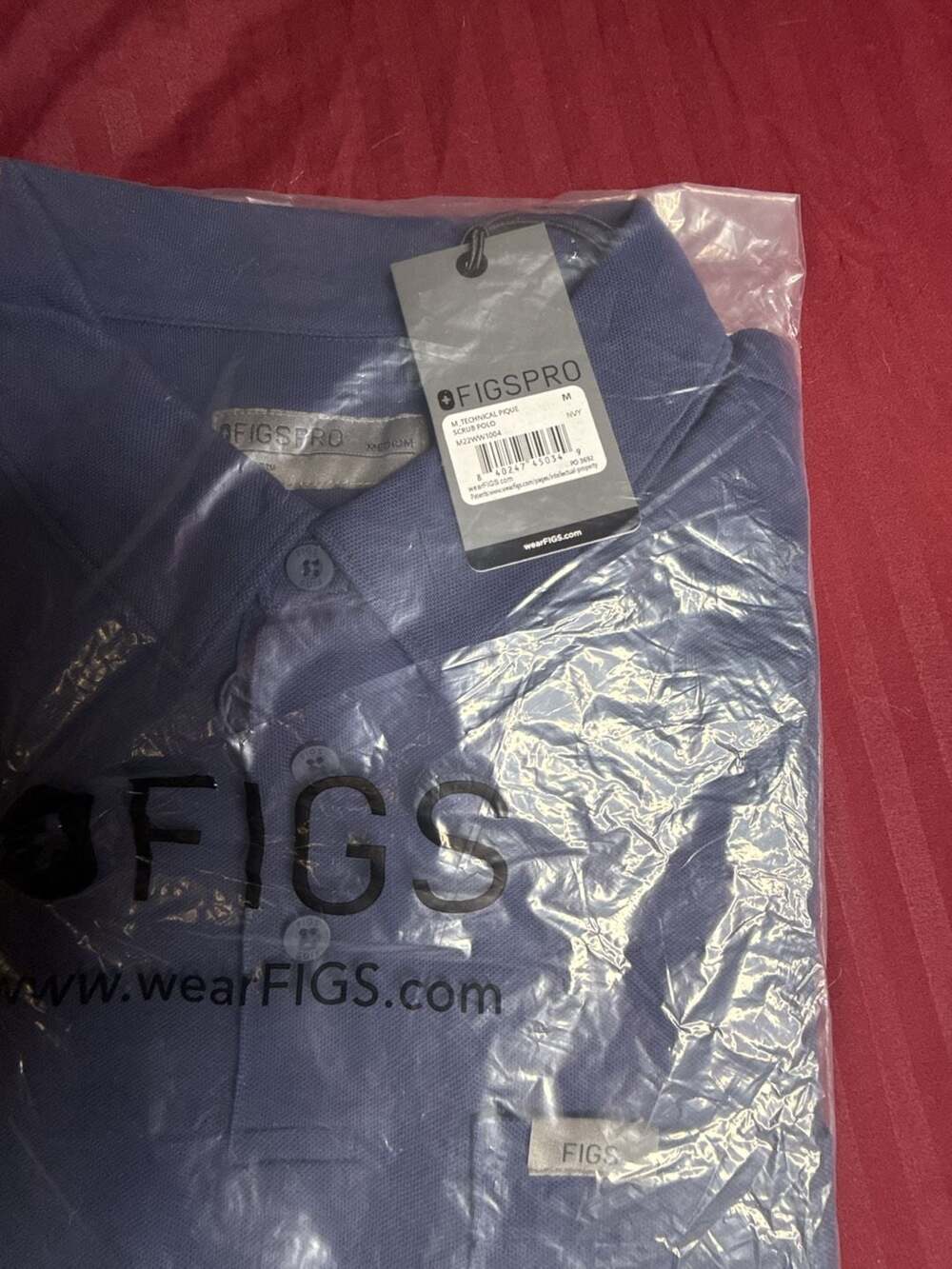 Figs Technical Pique Scrub Polo Size M Navy